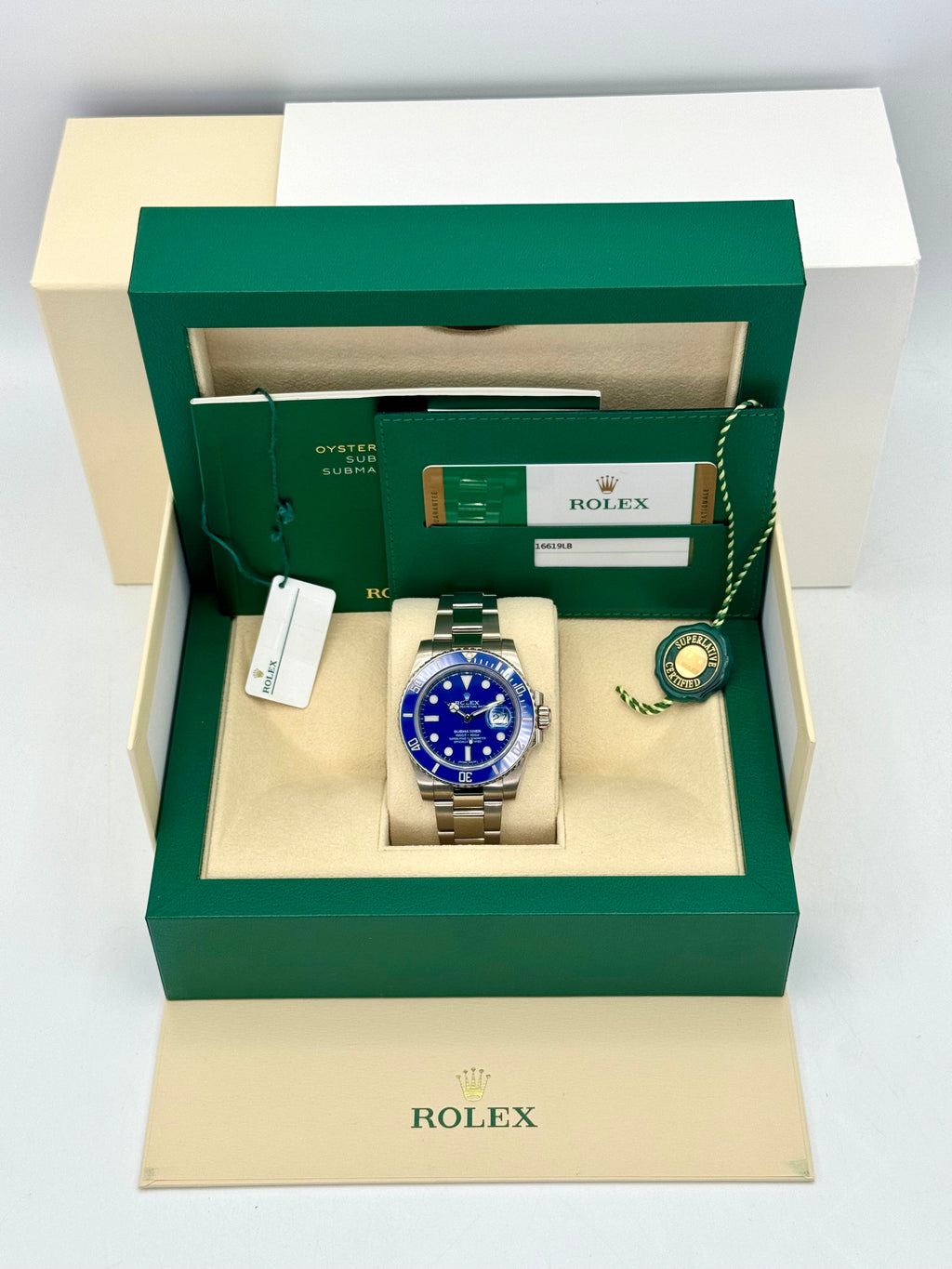 2018 Rolex Submariner "Smurf" 40mm 116619LB White Gold Blue Dial