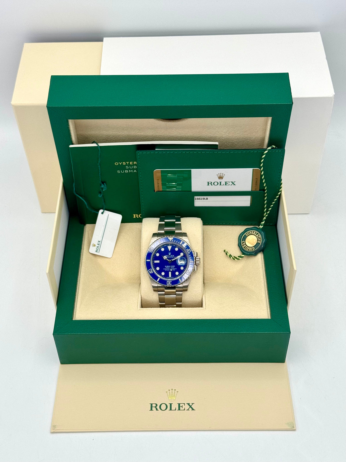 2018 Rolex Submariner "Smurf" 40mm 116619LB White Gold Blue Dial