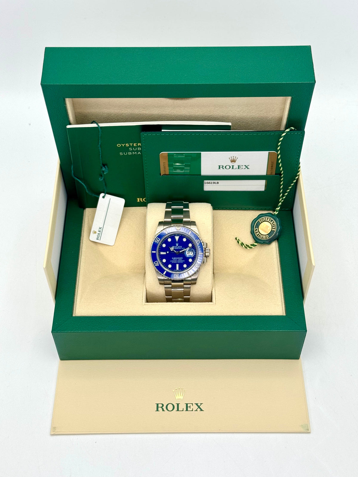 2018 Rolex Submariner "Smurf" 40mm 116619LB White Gold Blue Dial