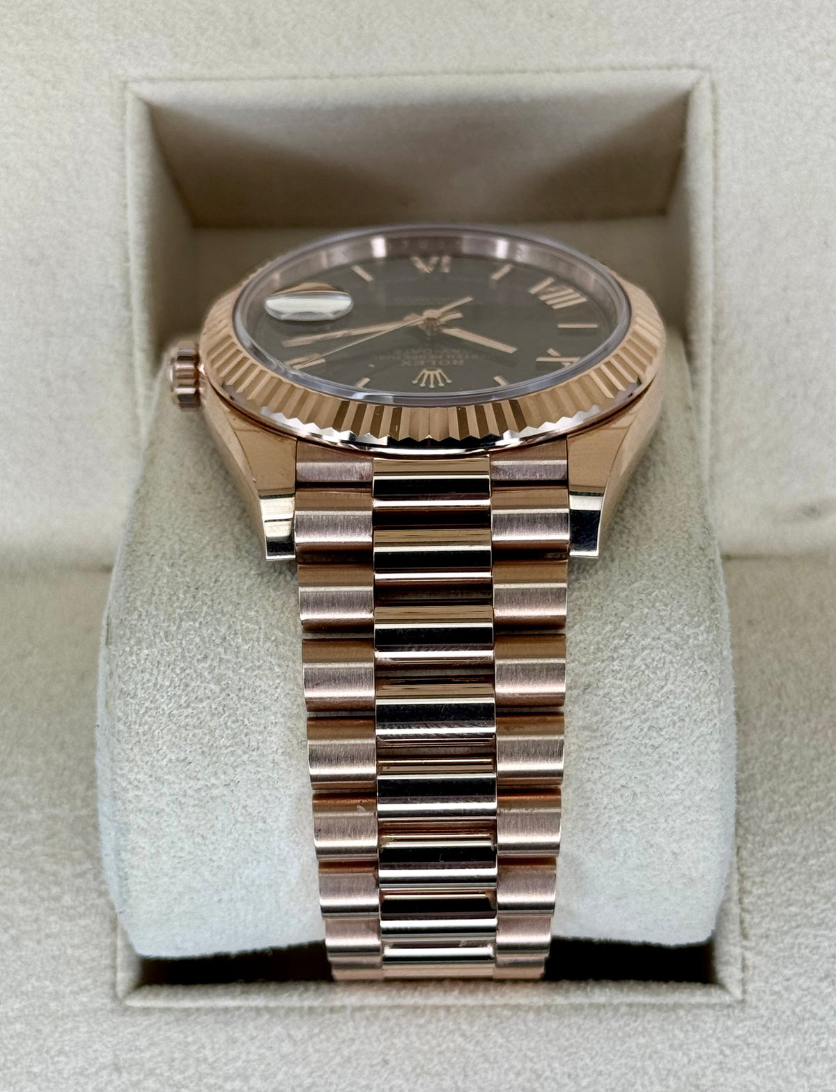 2021 Rolex Day-Date 40mm 228235 Presidential Rose Gold Chocolate Dial