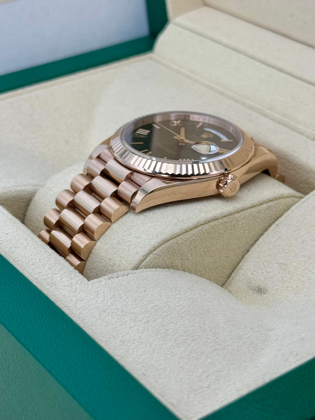 2021 Rolex Day-Date 40mm 228235 Presidential Rose Gold Chocolate Dial
