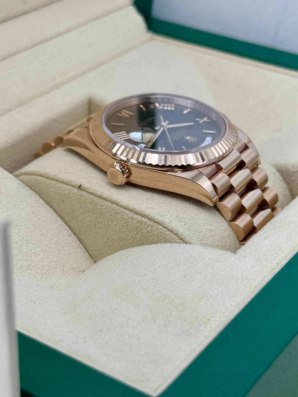 2021 Rolex Day-Date 40mm 228235 Presidential Rose Gold Chocolate Dial