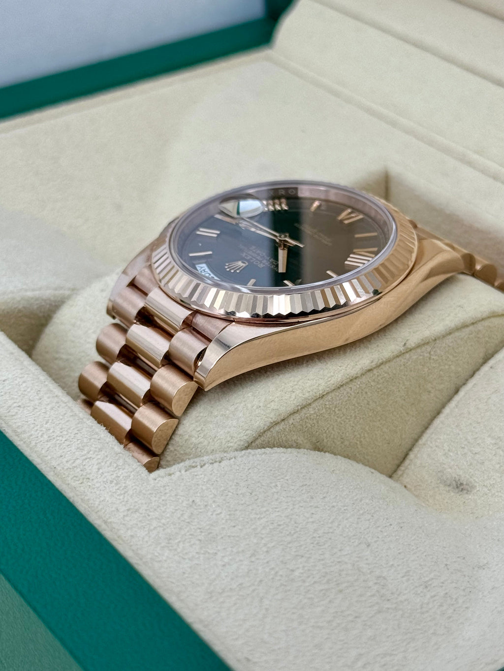 2021 Rolex Day-Date 40mm 228235 Presidential Rose Gold Chocolate Dial