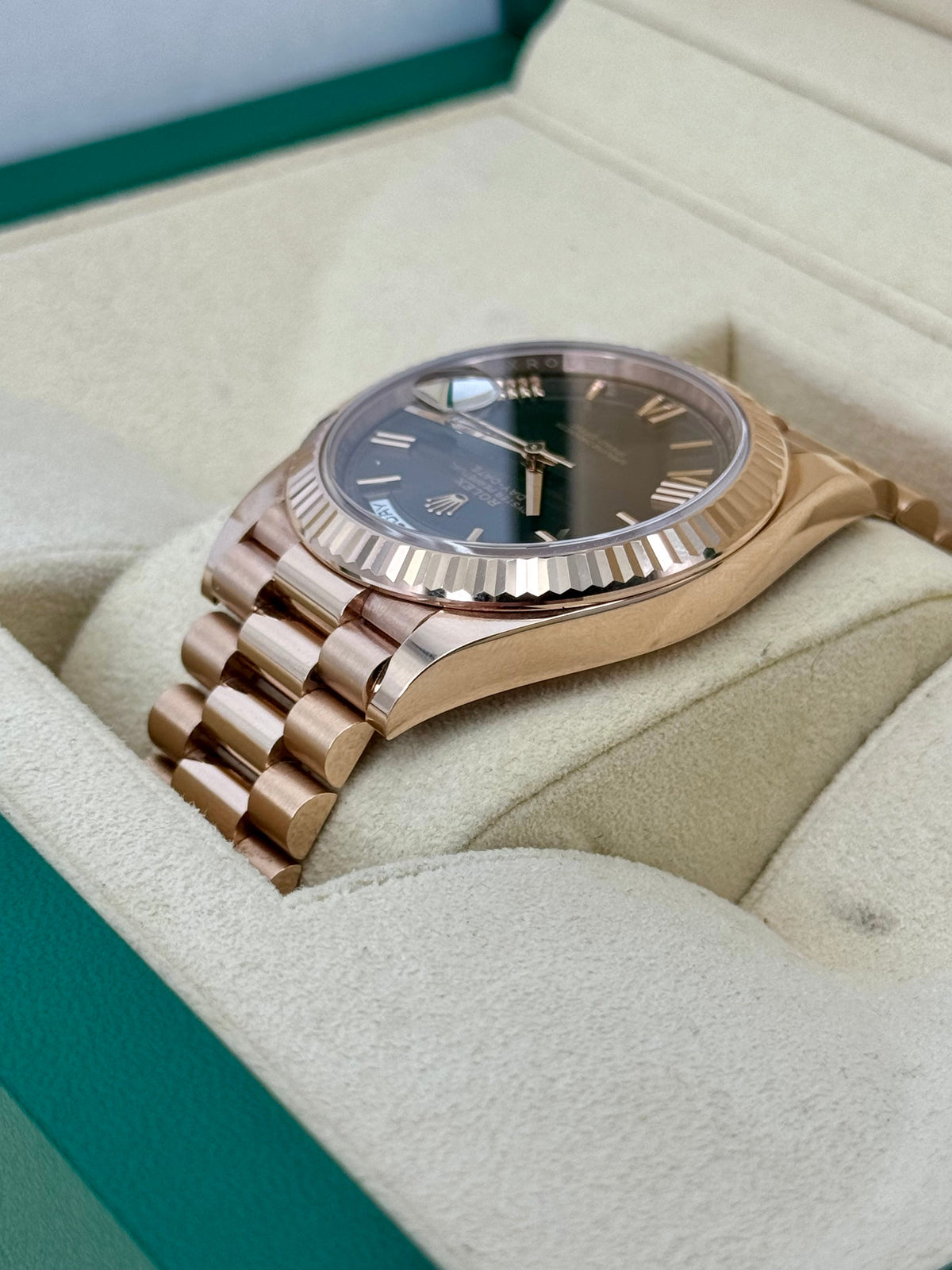 2021 Rolex Day-Date 40mm 228235 Presidential Rose Gold Chocolate Dial