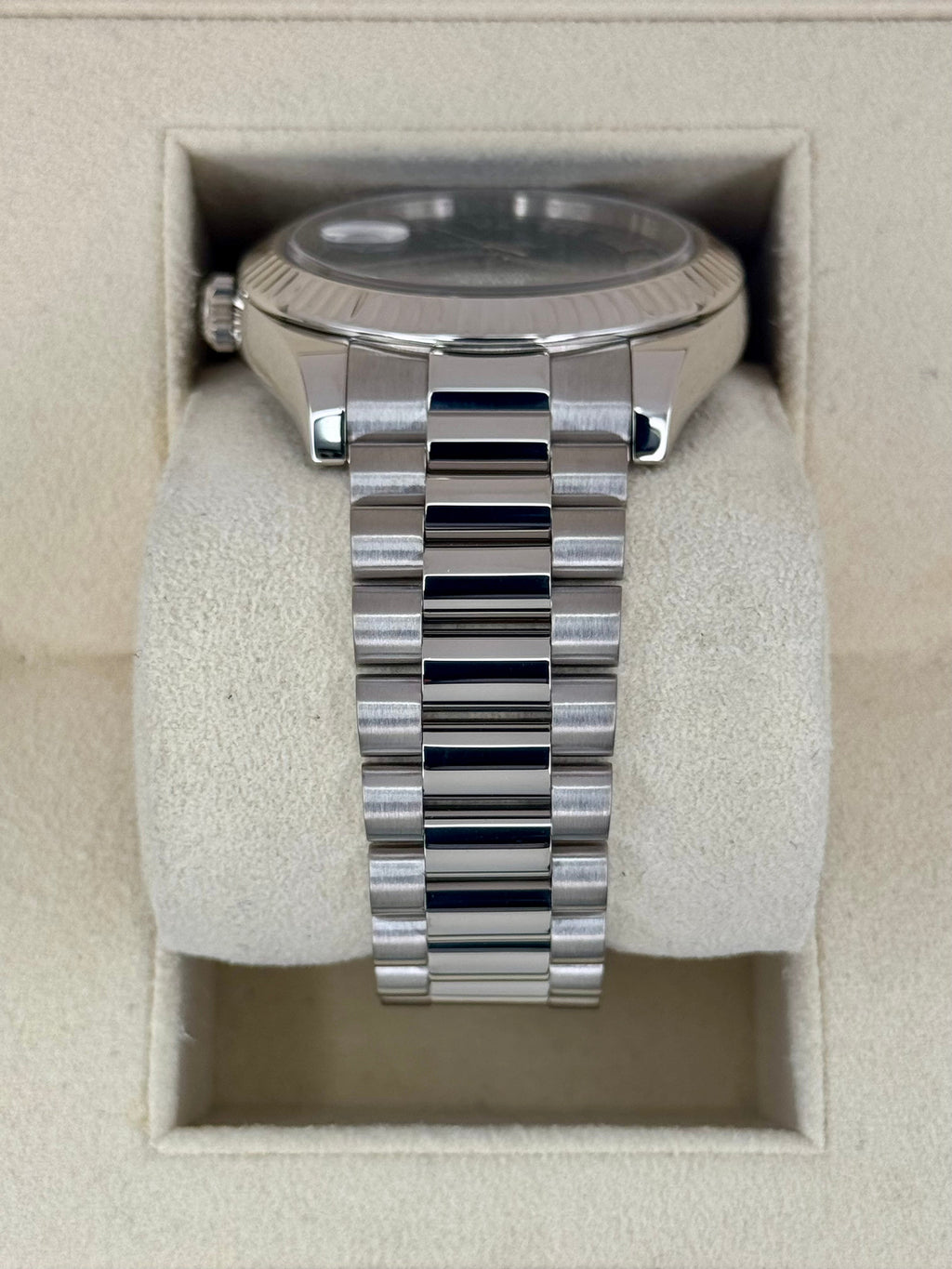 2015 Rolex Day-Date II 41mm 218239 White Gold Presidential Black Dial