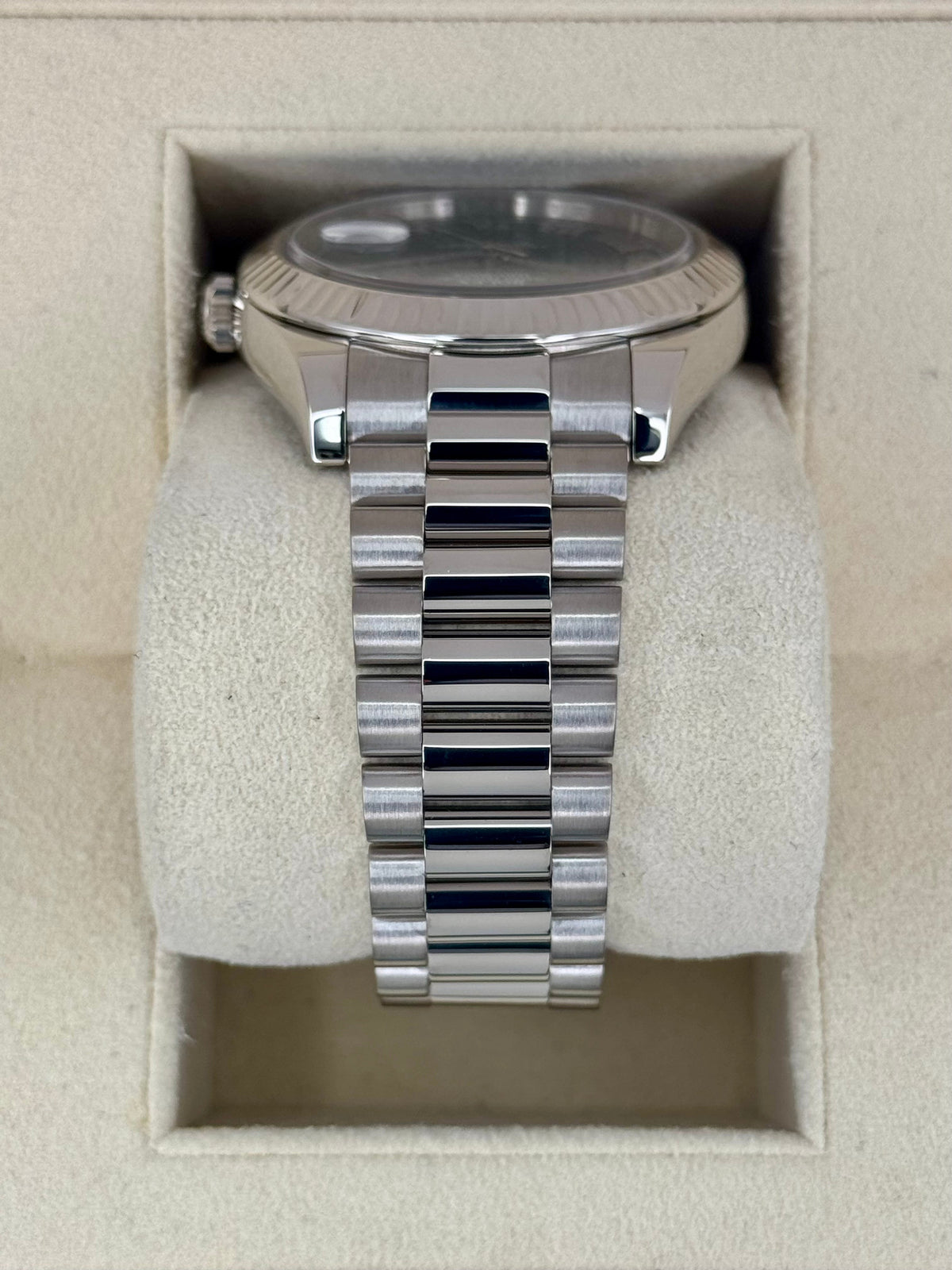 2015 Rolex Day-Date II 41mm 218239 White Gold Presidential Black Dial
