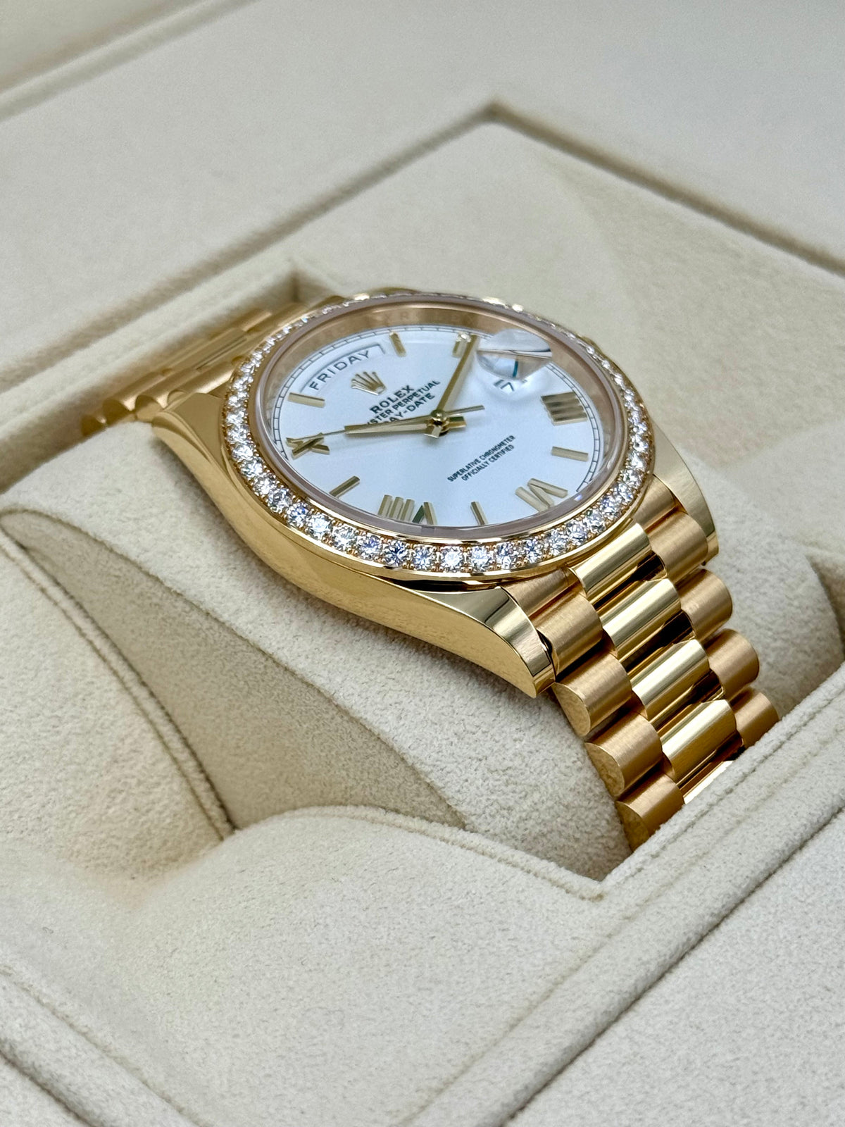 New 2024 Rolex Day-Date 40mm 228348RBR Presidential White Dial