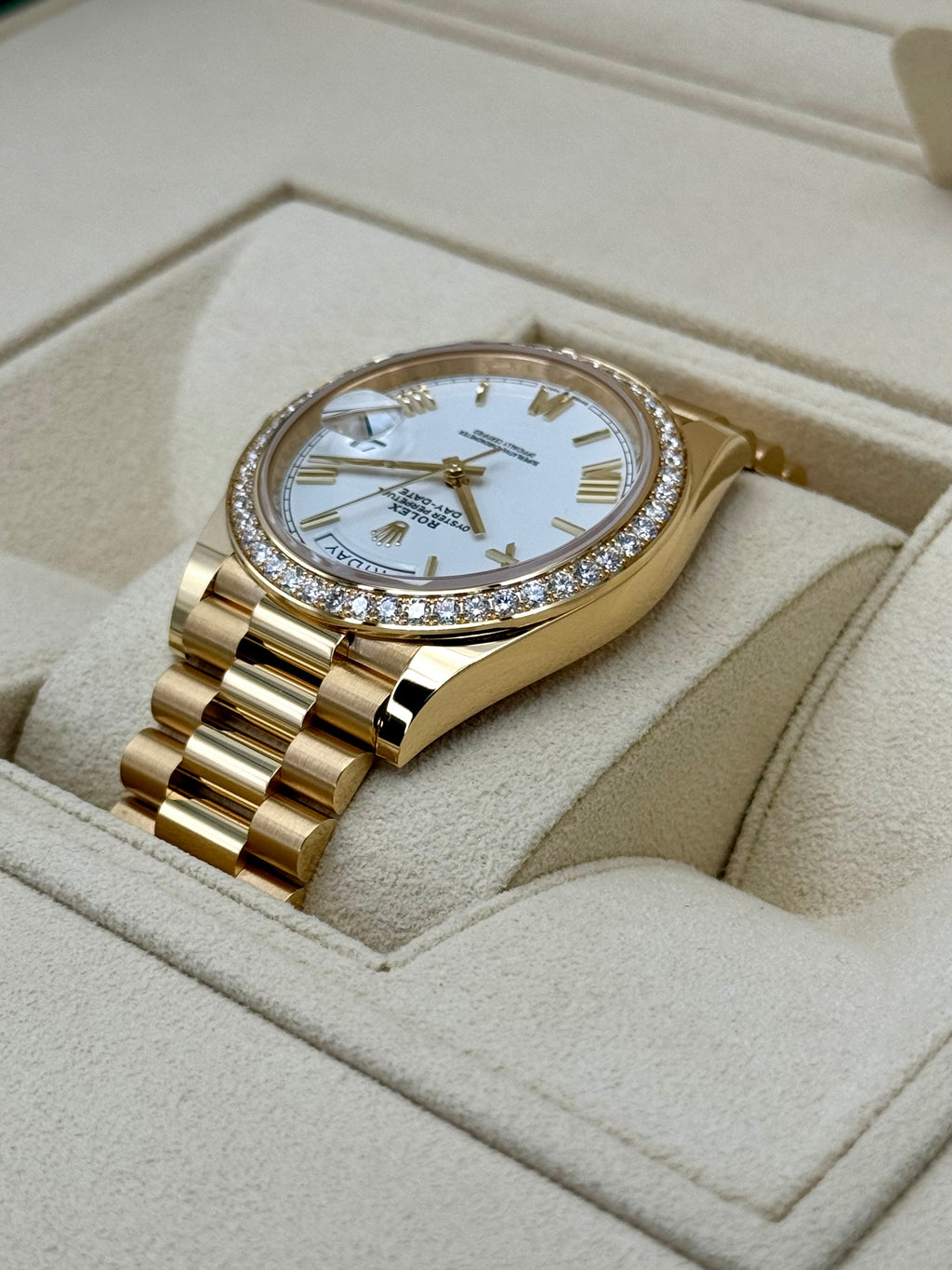 New 2024 Rolex Day-Date 40mm 228348RBR Presidential White Dial