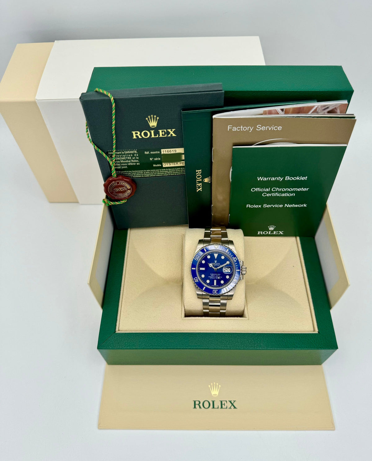 2012 Rolex Submariner "Smurf" 40mm 116619 White Gold Blue Dial