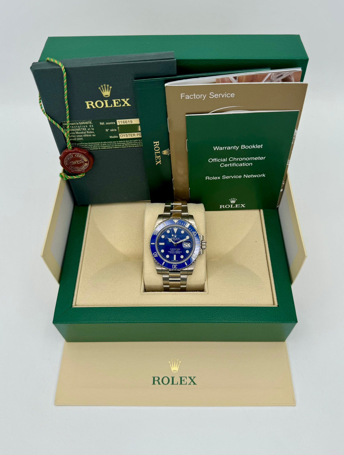 2012 Rolex Submariner "Smurf" 40mm 116619 White Gold Blue Dial
