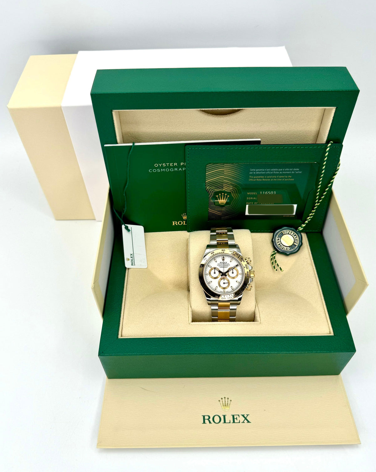 2023 Rolex Daytona 40mm 116503 Two-Tone White Dial