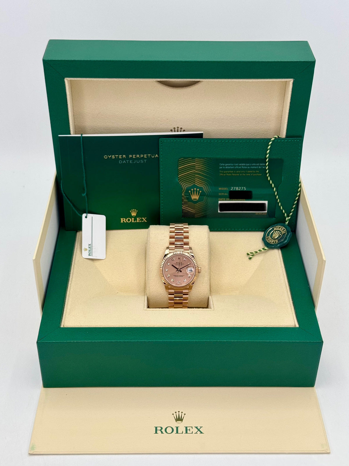 Rolex Datejust 31mm 278275 Rose Gold Rose Diamond Dial