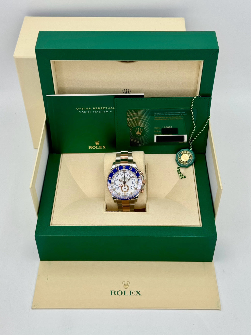 2021 Rolex Yacht-Master II 44mm 116681 Two-Tone White Dial