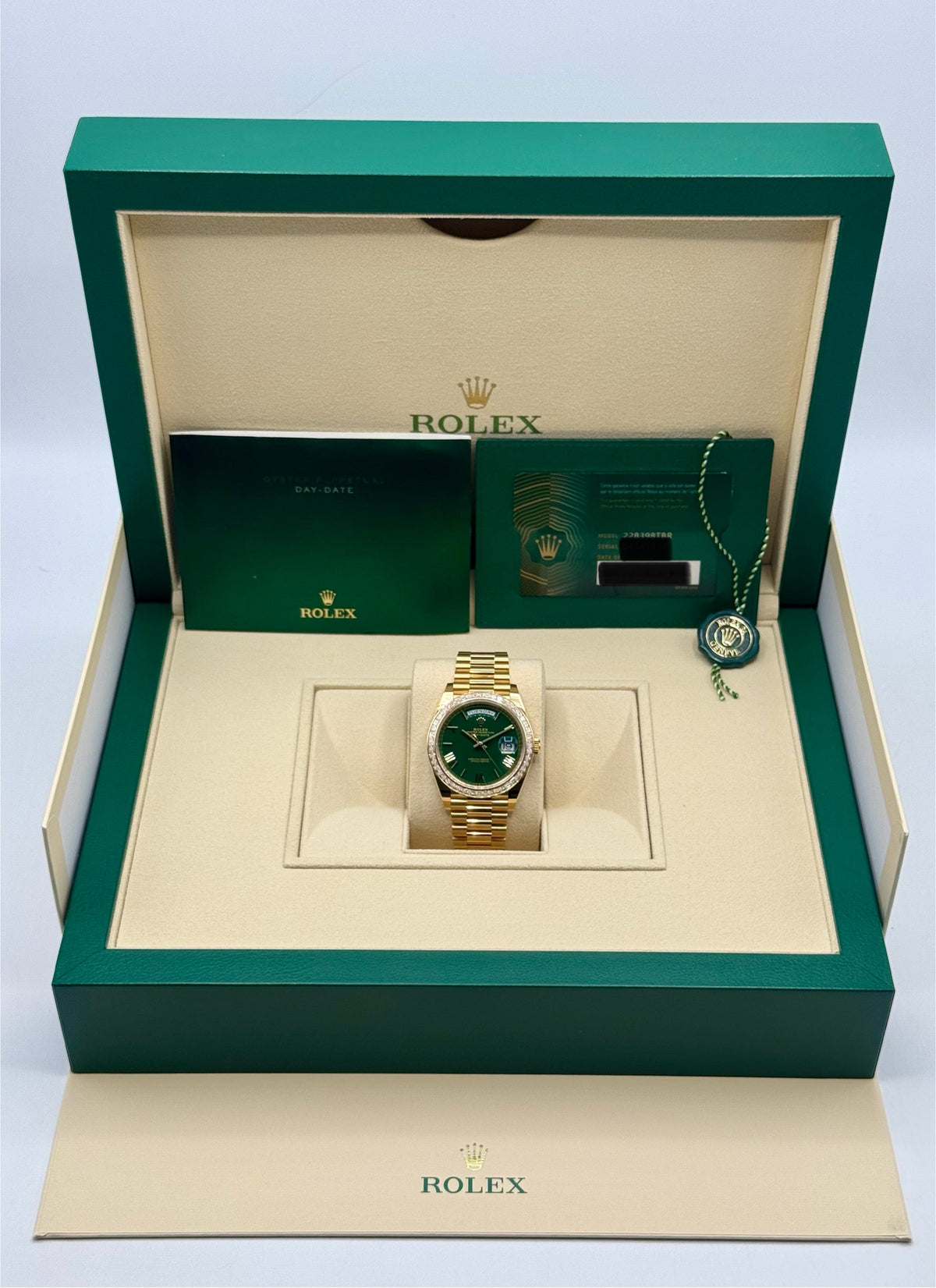2023 Rolex Day-Date 40mm 228398TBR Presidential Yellow Gold Green Dial