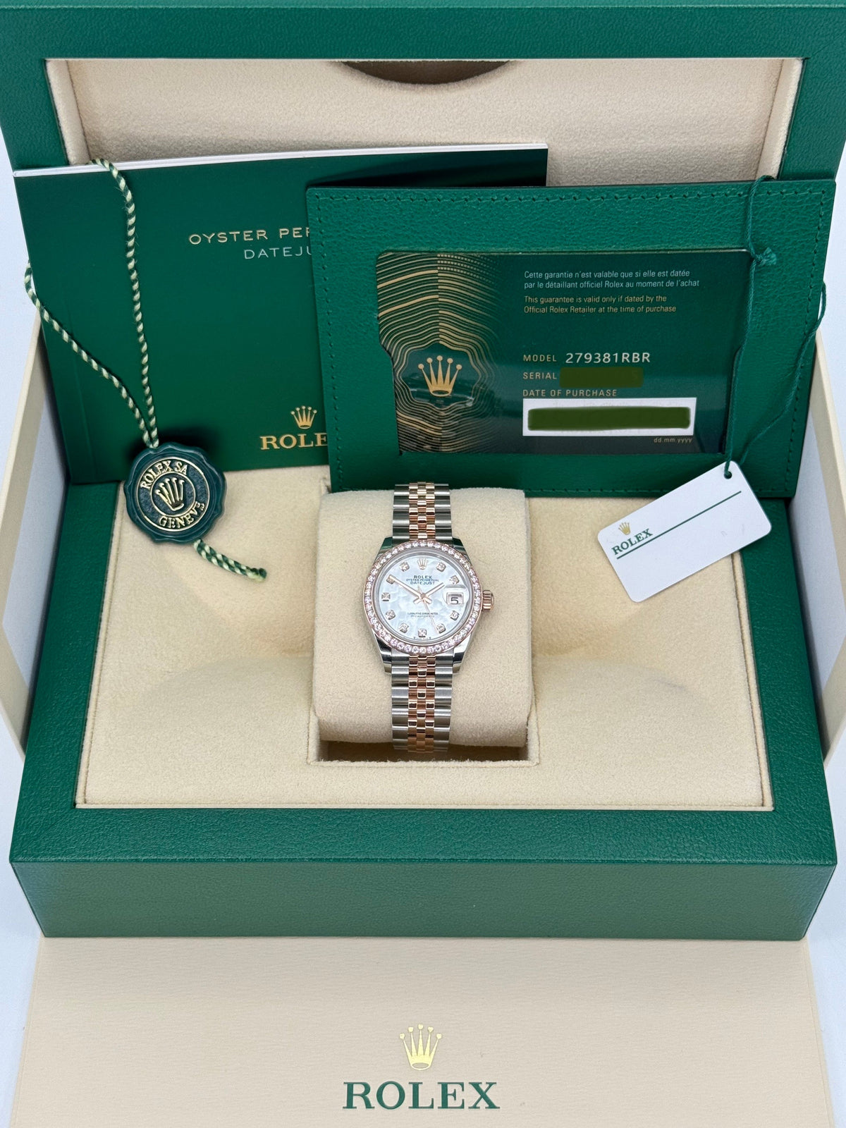 NEW 2023 Rolex Lady-Datejust 28mm 279381RBR MOP Diamond Dial