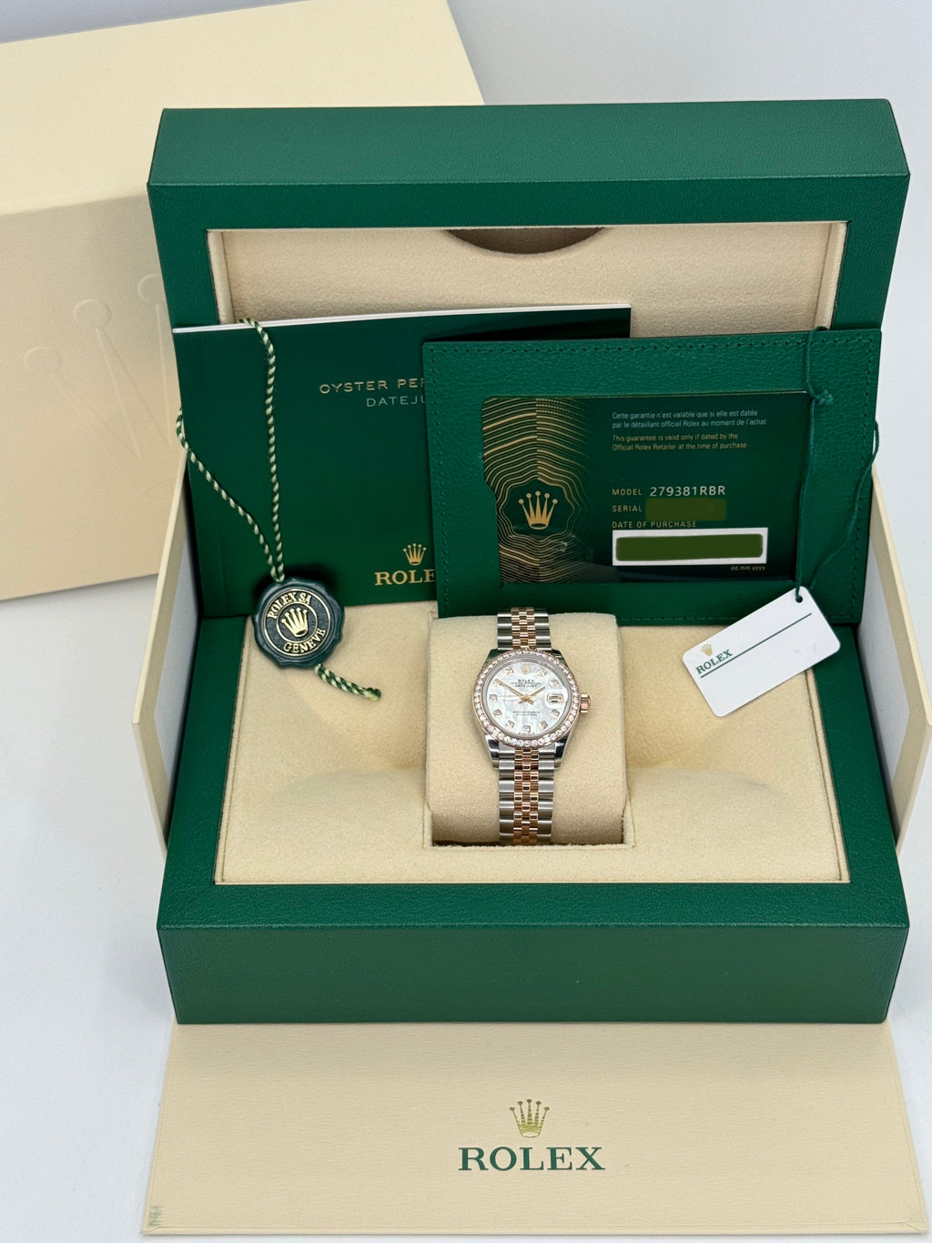 NEW 2023 Rolex Lady-Datejust 28mm 279381RBR MOP Diamond Dial
