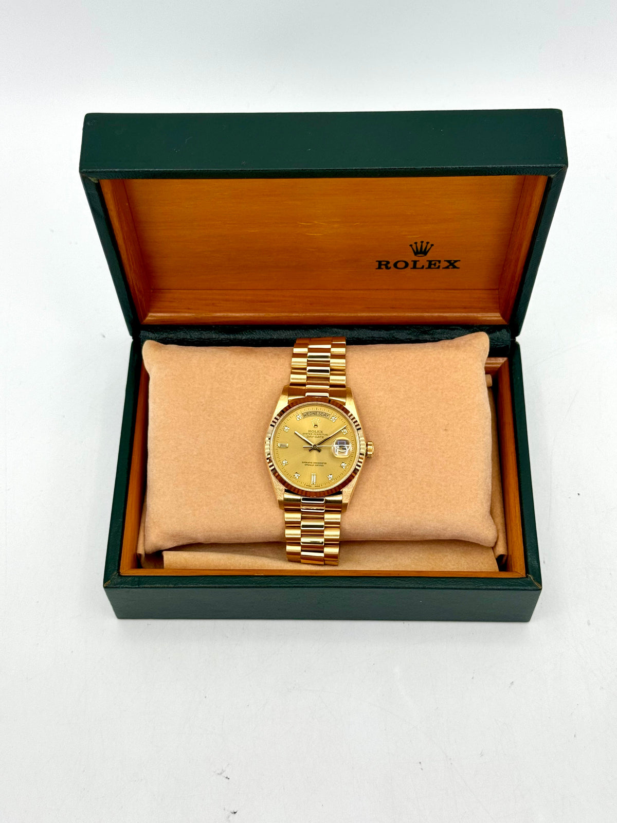 1987 Rolex Day-Date 36mm 18038 Presidential Champagne Diamond Dial