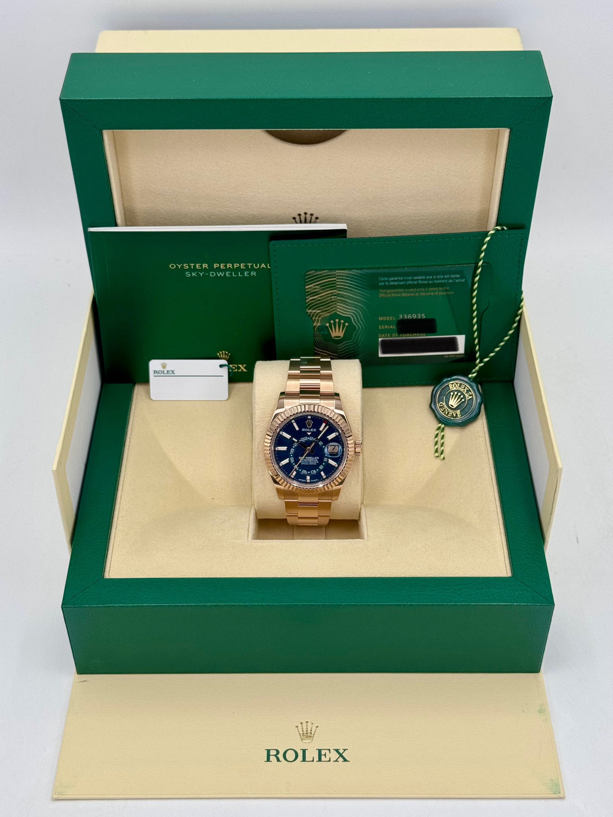 2023 Rolex Sky-Dweller 42mm 336935 Rose Gold Blue Dial