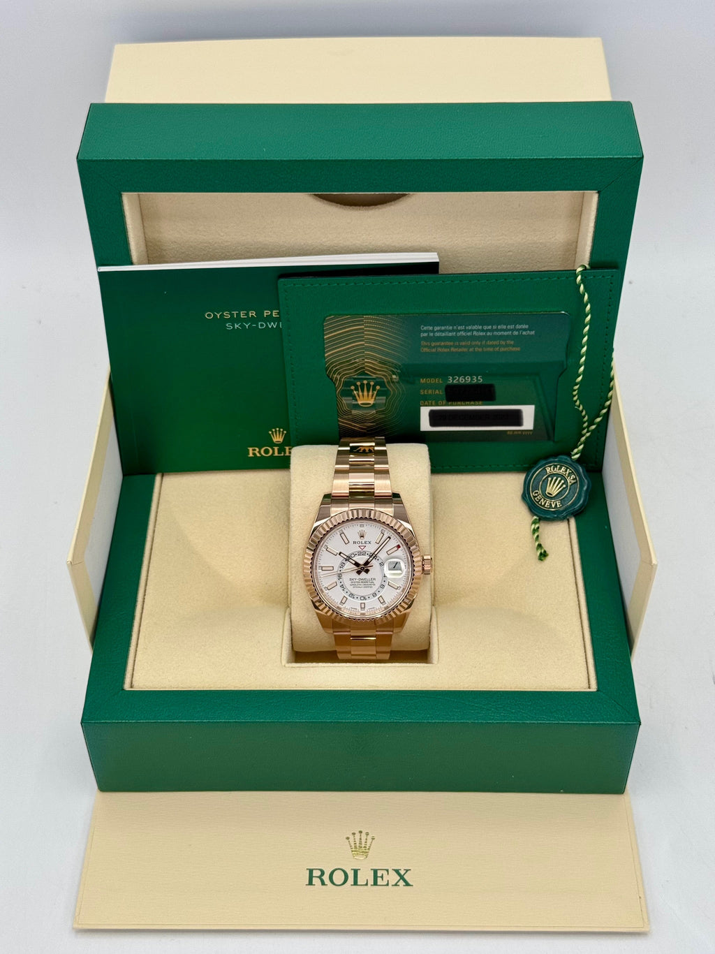 2023 Rolex Sky-Dweller 42mm 326935 Rose Gold White Dial