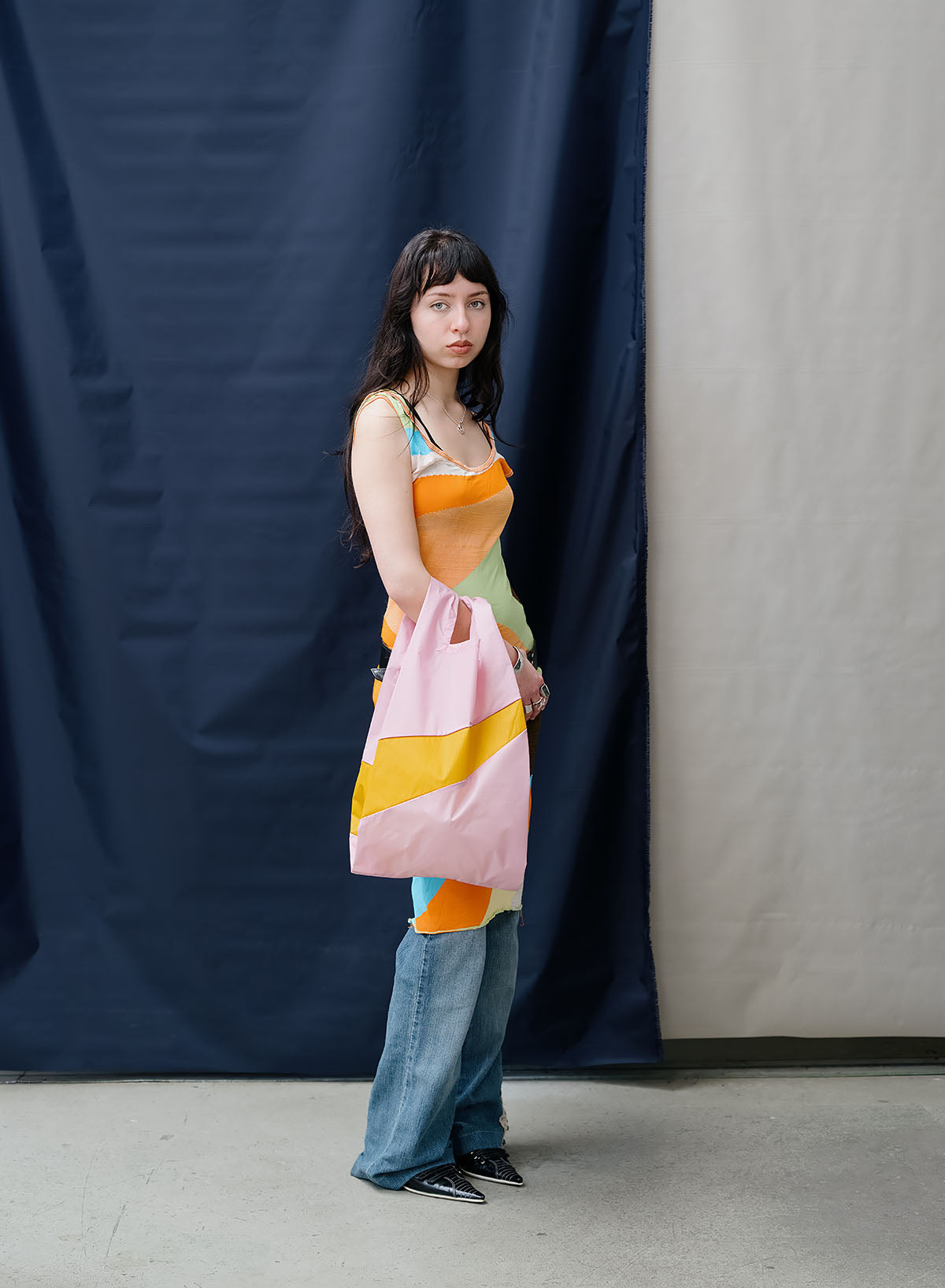 The New Shopping Bag Pale Pink & Lino Medium