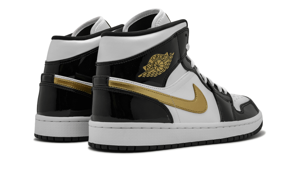 Air Jordan 1 Mid SE "Black Gold Patent Leather" 852542 007