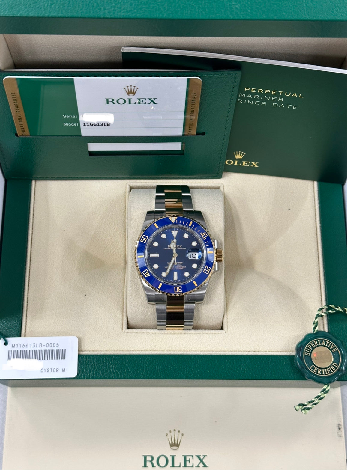 NEW 2019 Rolex Submariner "Bluesy" 40mm 116613LB Two-Tone Blue Dial