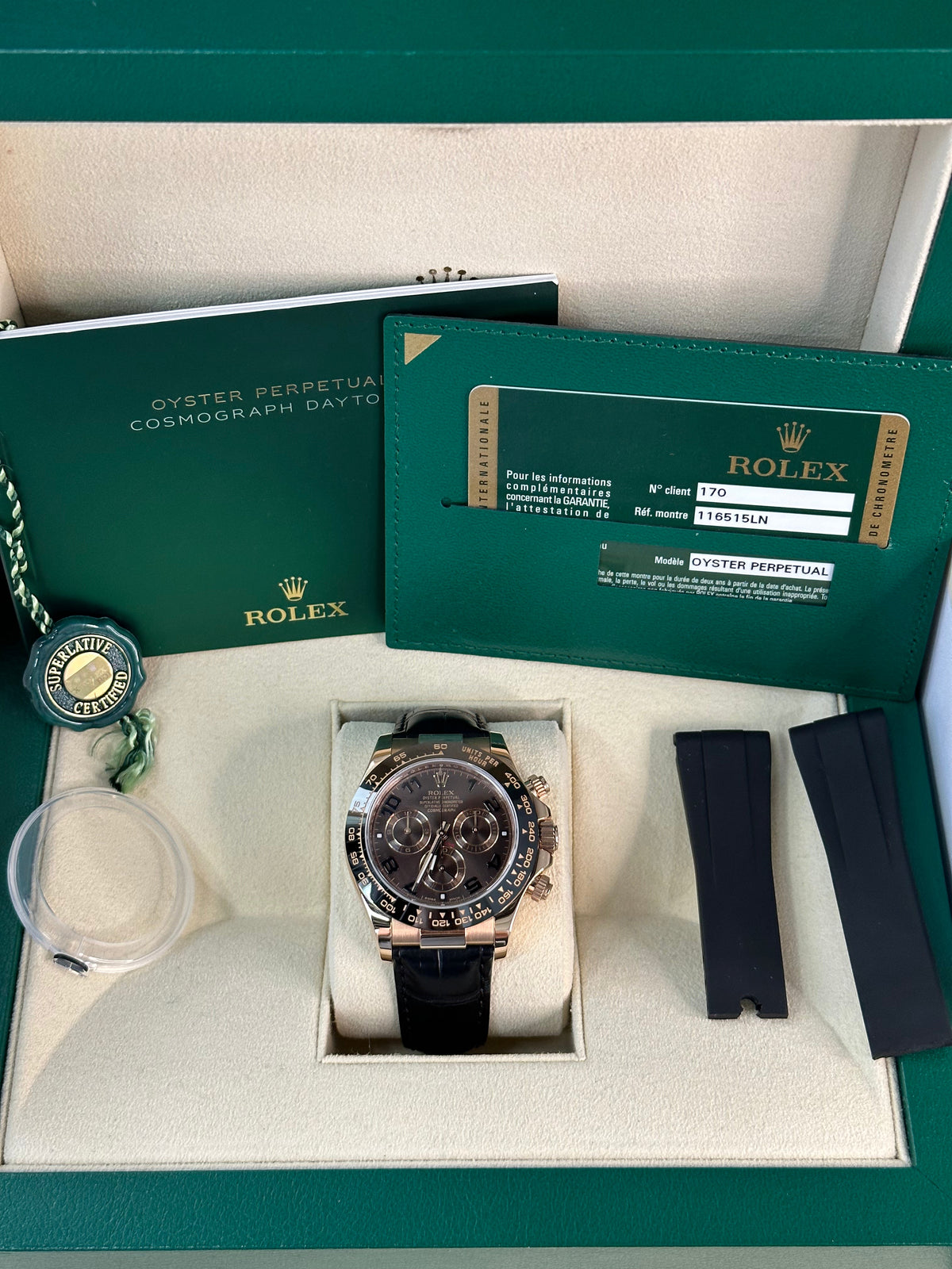 2011 Rolex Daytona 40mm 116515LN Rose Gold Chocolate Arabic Dial