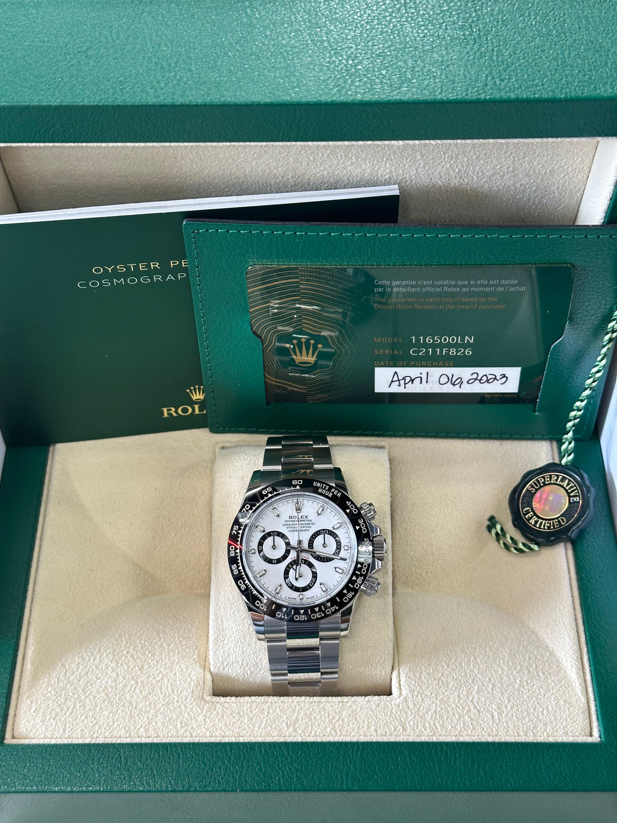 2023 Rolex Daytona 40mm 116500LN Stainless Steel Panda Dial